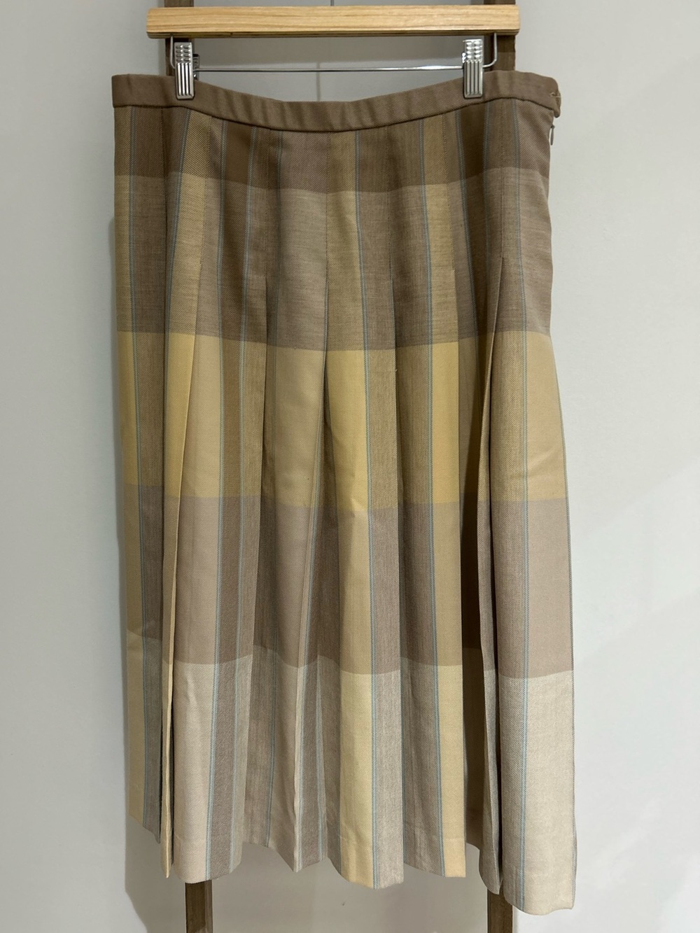 Vintage Pendleton Wool Pleated Skirt Ombre Plaid Earth Tone Dark Academia Sz 18